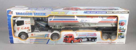 A large Rui Chuang 1:24 scale Tanker Tractor Truck in original box box showing signs of ware.