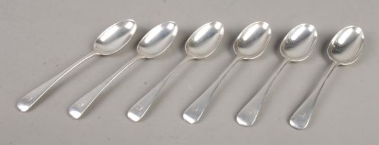 A set of six Edwardian silver dessert spoons, all bearing 'C' to the handle. Assayed London, 1902 by