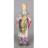 A painted plaster figure of St Patrick. Hx51cm.