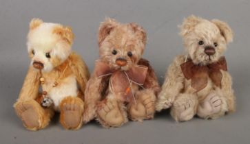 Three Limited Edition Charlie Bears jointed teddy bears from the Minimo Collection designed by