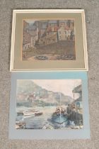 Two pastel artworks one signed (indistinguishable) both of coastal scenes.