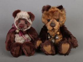 Two Charlie Bears jointed teddy bears designed by Isabelle Lee: Gareth (CB104710) and Kit (