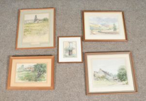 A collection of watercolours including examples signed "J Freeman" "W Marshall" and "E Doran"