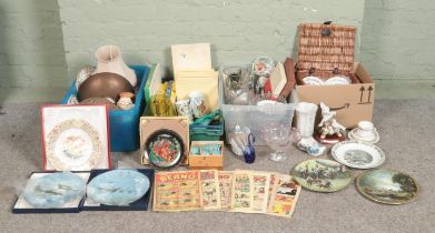 Four boxes of assorted miscellaneous, to include boxed Limited Edition Coalport and Spode cabinet