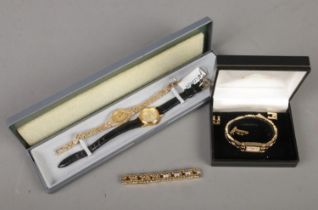 Three ladies wristwatches to include boxed Accurist Pearl watch and bracelet suite, Sekonda and