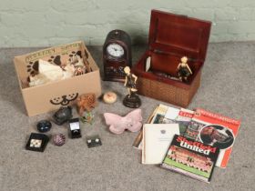 Two box of assorted collectables to include small quantity of costume jewellery, ceramic figures,