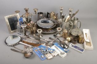 A box of metalwares containing a large amount of EPNS silver plate including silver plate