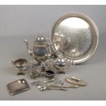 A collection of metalwares mostly EPNS and silver plate including tea set of tea pot, jug and