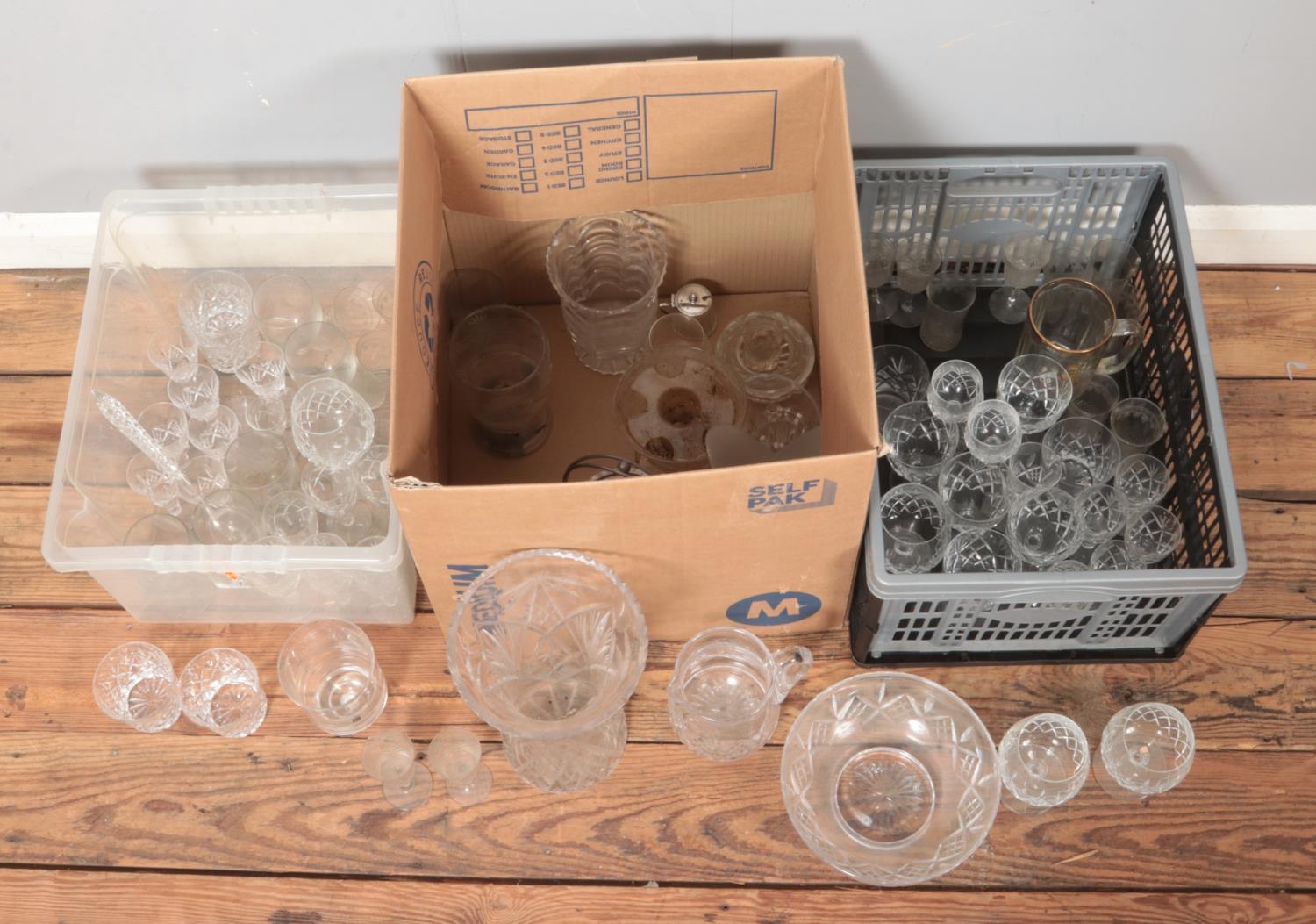 Three boxes of assorted glassware, to include Webb Corbett whisky tumblers, Stuart crystal, - Image 2 of 2