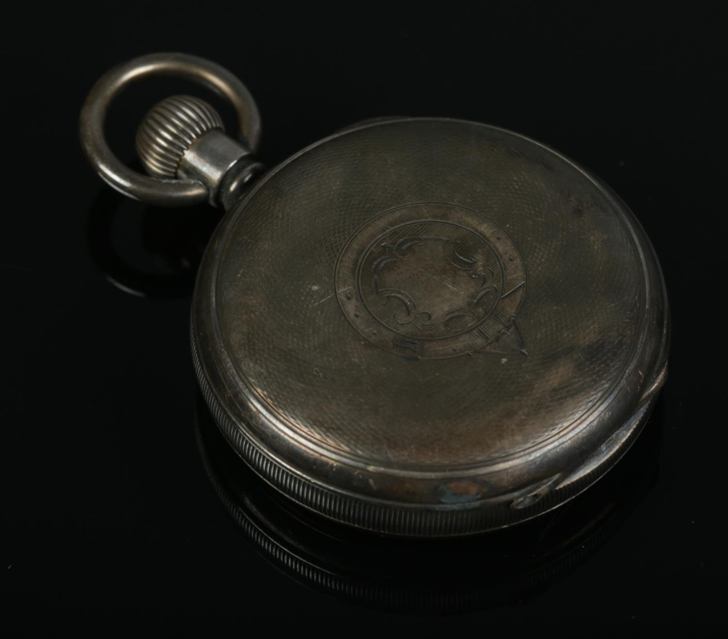 A silver cased American Watch Company Waltham Mass open face pocket watch, with Roman Numeral face - Image 2 of 3