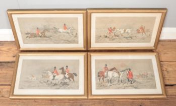 After John Fredrick Herring Snr. A set of four framed Vincent Brooks lithographs, hunting scenes.