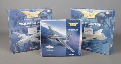 Three boxed Corgi The Aviation Archive diecast model aeroplanes. Hawker Hunter F Mk6, 49802, HP