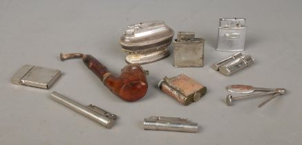 A quantity of smoking related items, to include Ronson table lighter, pipe, pipe accessories and