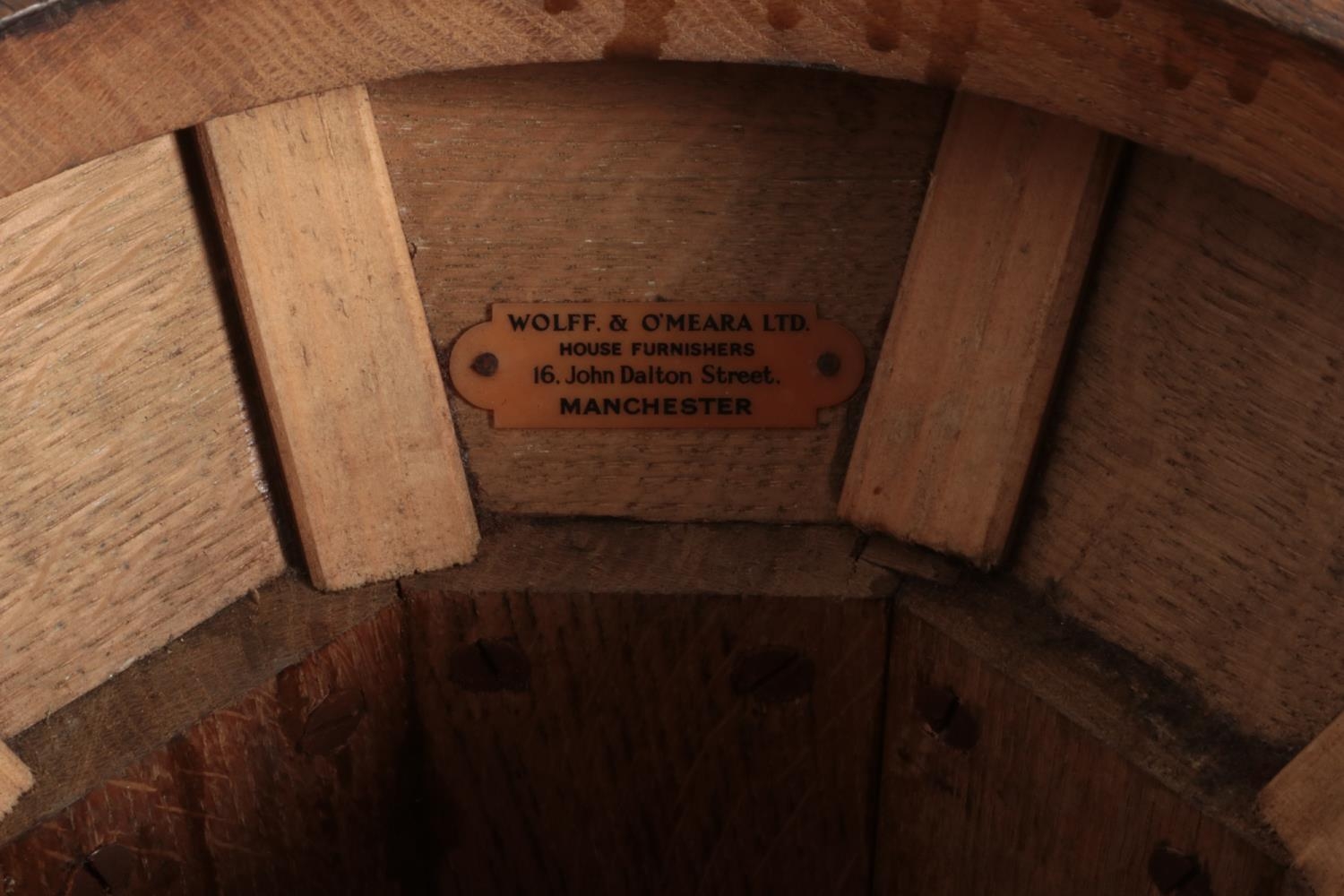 An oak pedestal font of octagonal form, with metal bowl liner and lid. Bearing plaque to the - Image 4 of 4