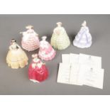 Six limited edition Royal Worcester ceramic figures from 'The Fashionable Victorians' collection.