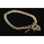 A 9ct Gold bracelet chain with heart shaped padlock clasp. Total weight: 12.4g