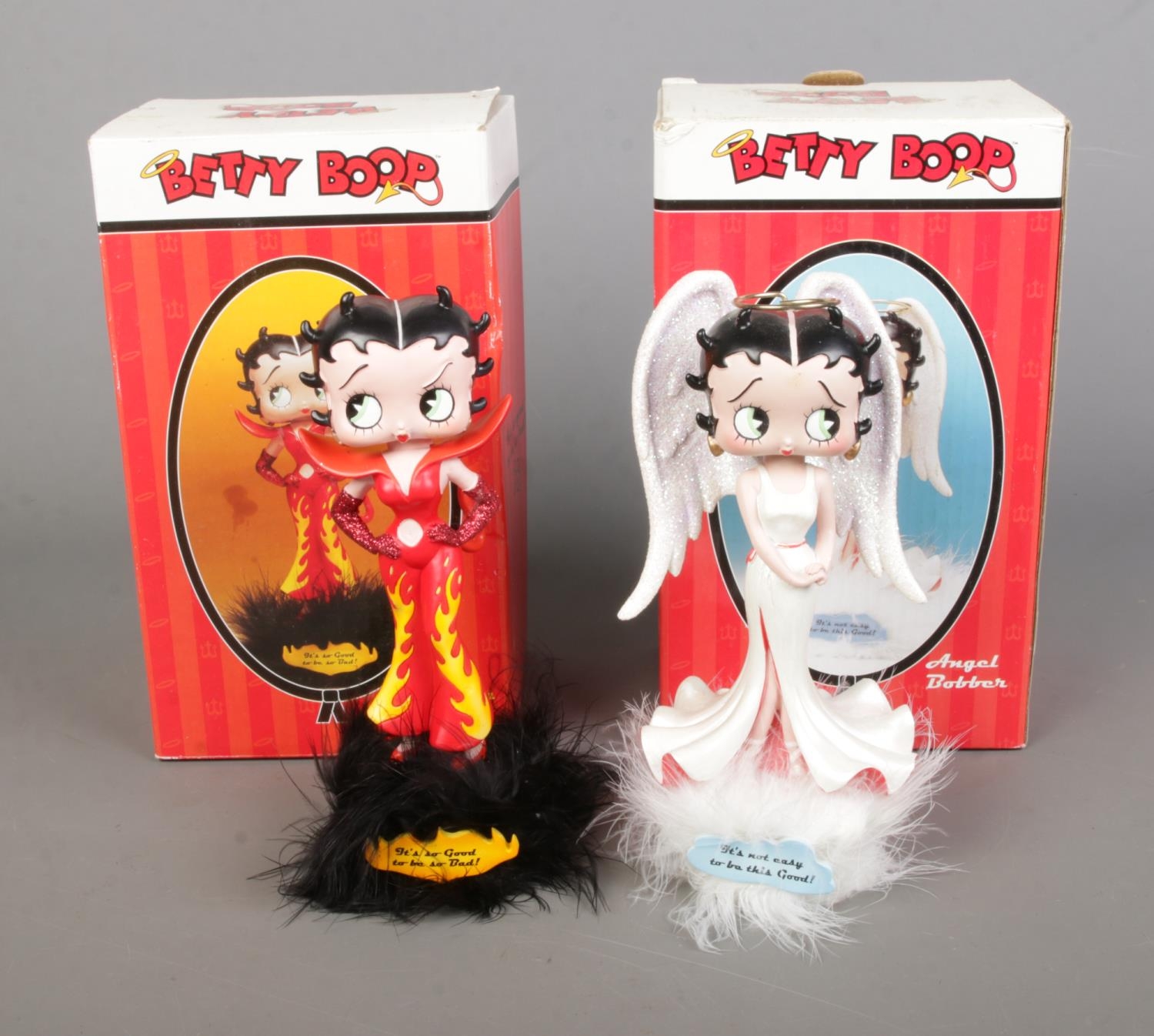 Two boxed Betty Boop Angel and Devil bobber bobblehead figures by King Features Syndicate dated