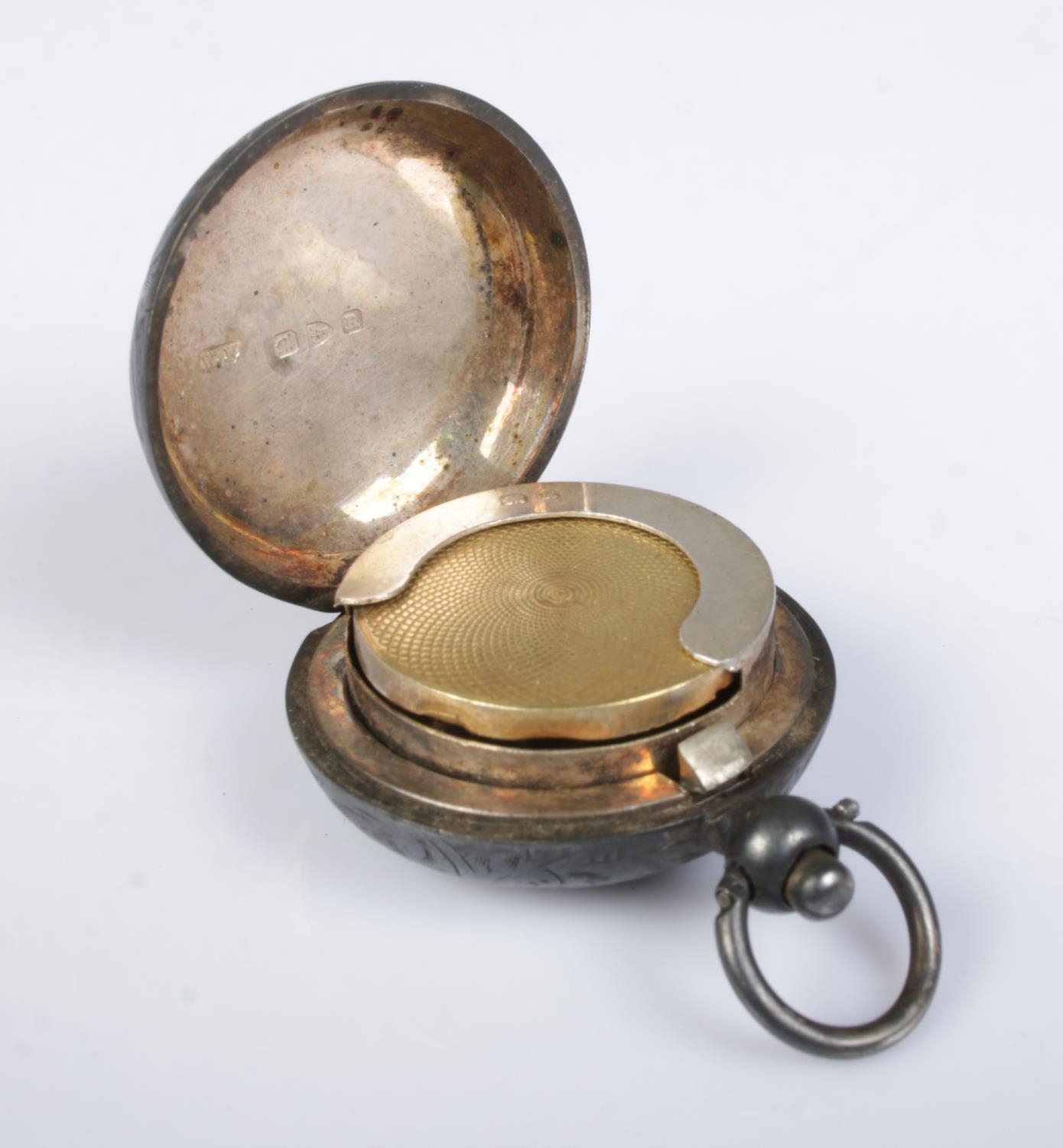 A late Victorian silver sovereign case, with scrolled engraving and partial monogram to the front. - Image 2 of 2