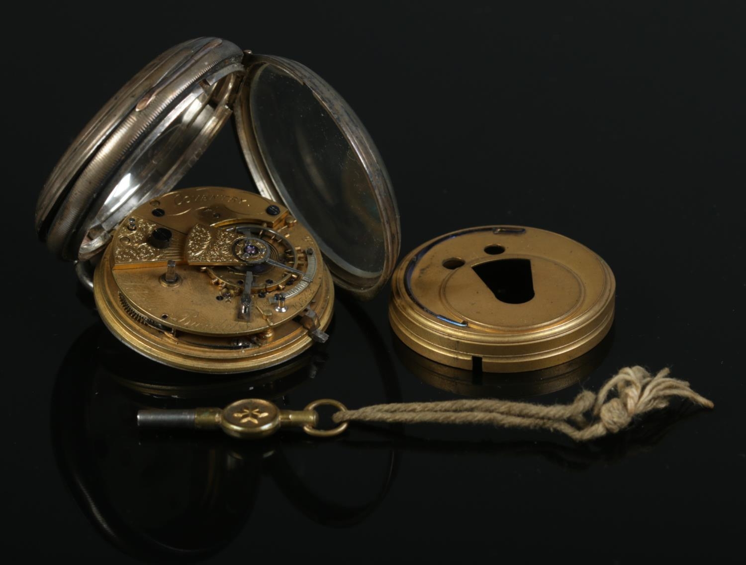 A Victorian silver open face pocket watch, with movement for Adam Burdess, Coventry; 10342. - Image 3 of 4