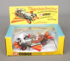 A boxed Corgi Toys 'Chitty Chitty Bang Bang' diecast model number 266. Features miniature figures
