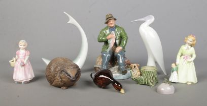A collection of assorted ceramics, to include Royal Doulton 'A Good Catch' figure (HN 2258), Royal