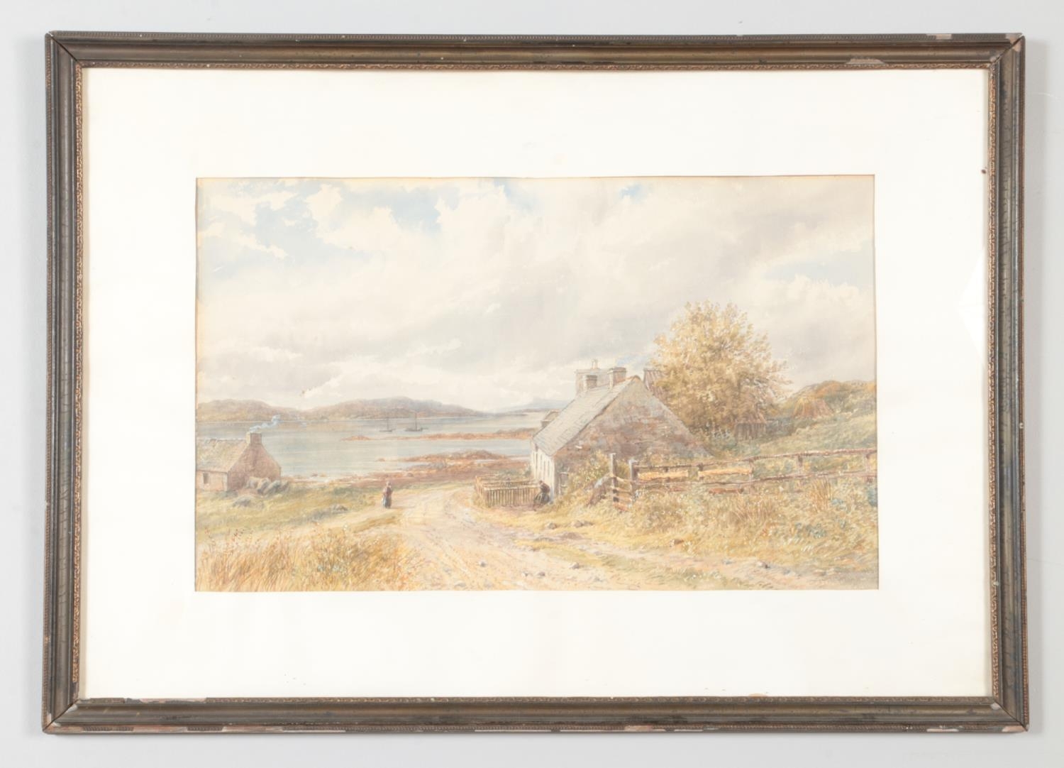 Ebenezer Alfred Warmington (British, 1830-1903), a framed watercolour painting depicting two