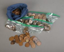 A good collection of British copper coins such as pennies and half pennies including Victorian