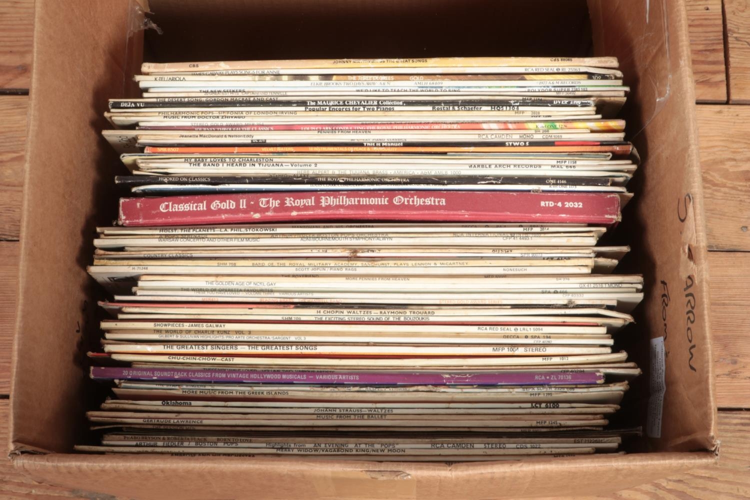 A box of assorted records, including easy listening and classical examples. To include Johnny - Image 2 of 2
