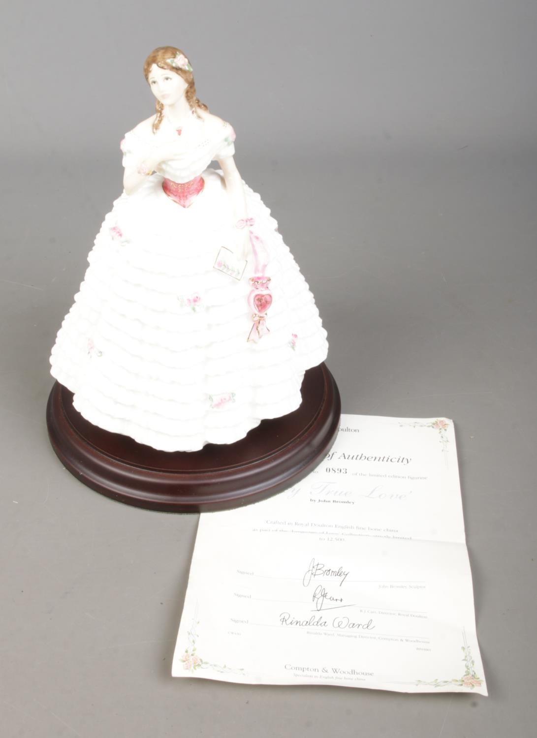 A limited edition Royal Doulton ceramic figure 'My True Love' (HN4001) by John Bromley from the '