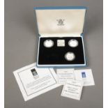 A near complete Royal Mint 1994-97 silver proof one pound coin set with Royal Mint medallion.