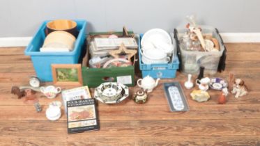 Four boxes of miscellaneous to include Royal Doulton, Limoges, Beswick, Wedgwood, Aynsley, etc.