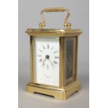 A Bornand Freres, Bichester carriage clock, with beveled glass panels and open top escapement. No