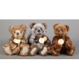 Three Charlie Bears jointed teddy bears. Bertie (CB194539), Button (CB194513) and Blair (CB194535B).