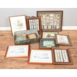 A collection of framed cigarette cards and assorted prints to include Granville Daniel Clark, Hugh