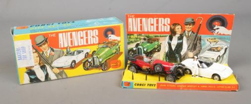 A boxed Corgi Toys Avengers Gift Set 40 featuring Vintage Bentley and Lotus Elan S2 along with