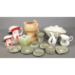 A collection of ceramics and glass. Includes Sylvac, Wedgwood jasperware, Burlington Ware,