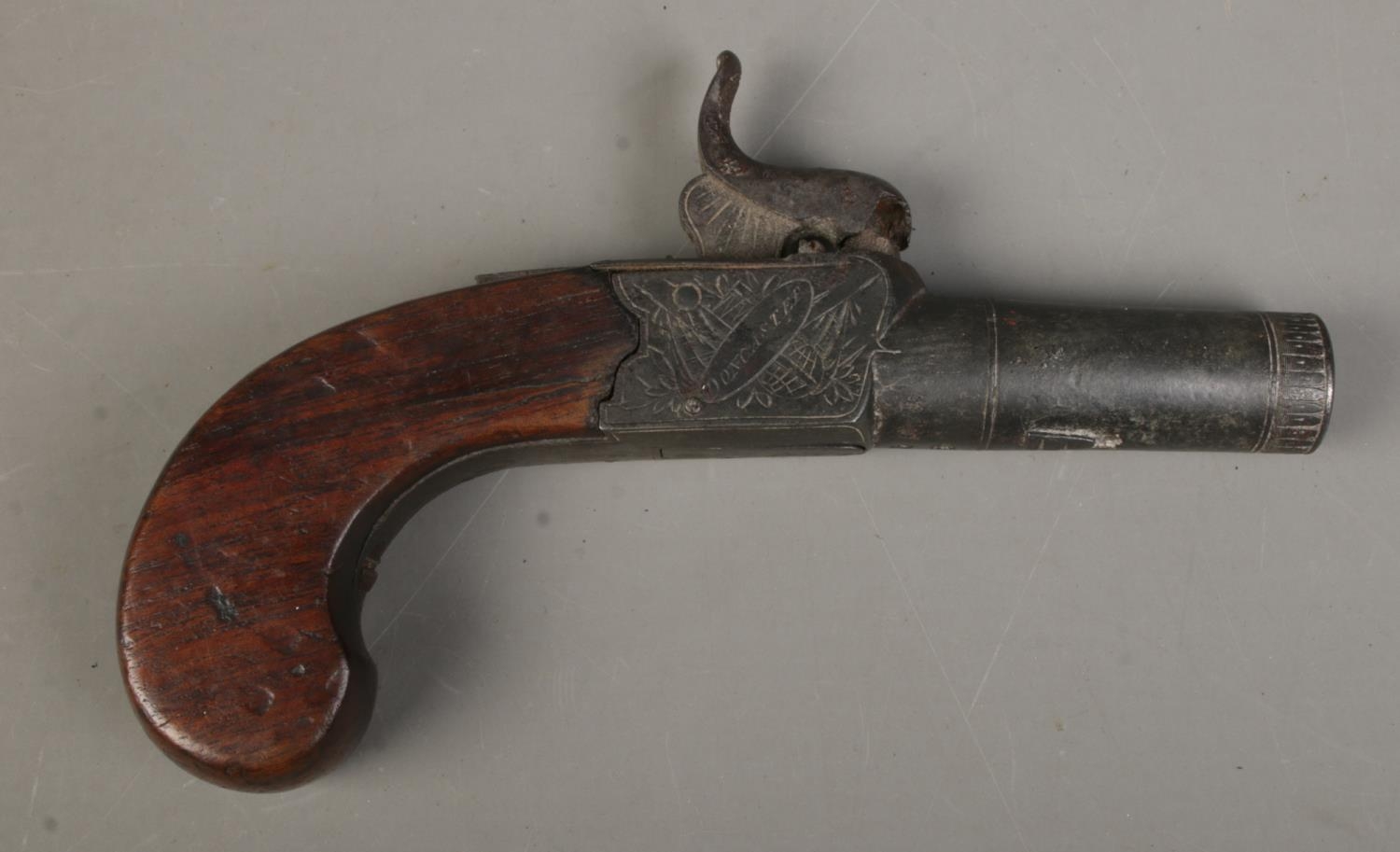 An antique Hanson of Doncaster percussion cap pistol, featuring concealed trigger, 12mm aperture - Image 2 of 3