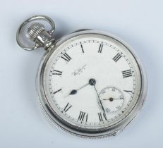 A Waltham silver pocket watch. In Dennison Watch case assayed Birmingham 1927. Running.