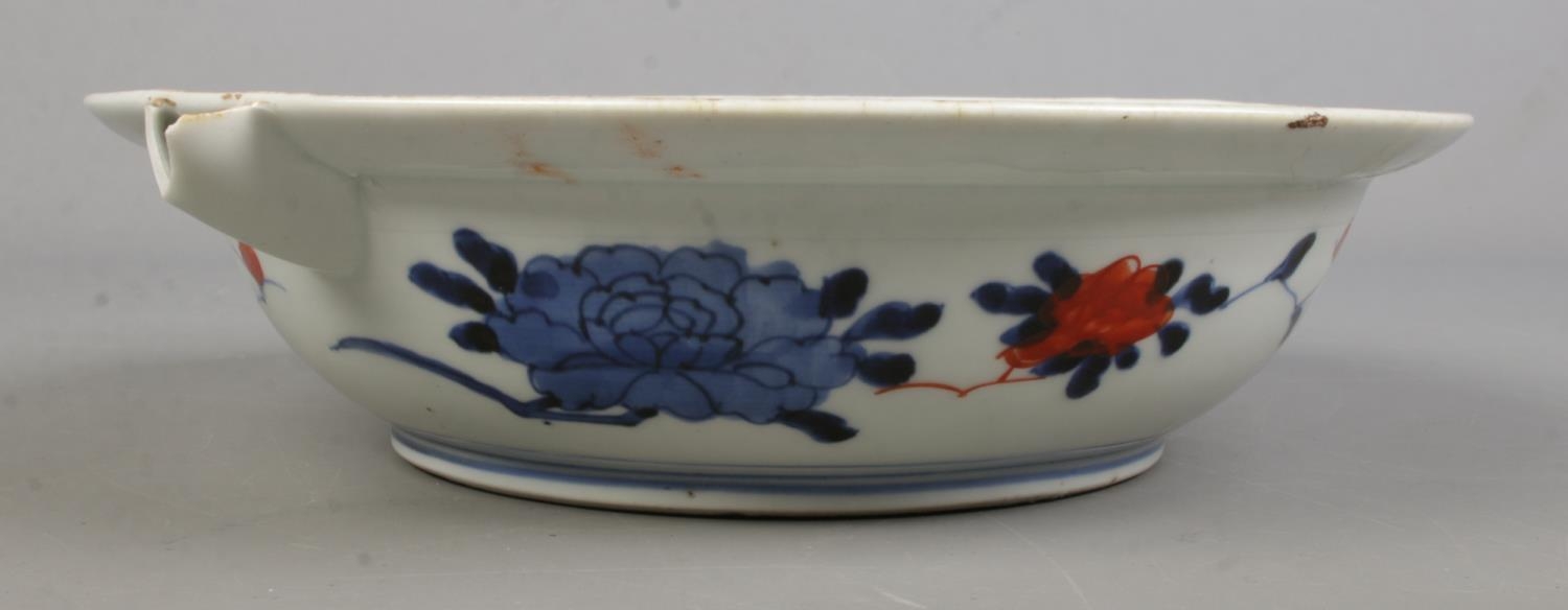 A Japanese Meiji period Imari plate warmer bearing central dragon motif and six character mark to - Image 2 of 3