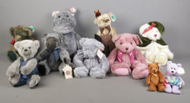 A box of assorted teddy bears, to include several 'Russ' examples, along with The Bearington