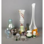 A good collection of assorted art glass to include Gozo vases, large pear, rose, paperweights, etc.