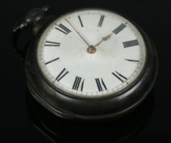 A William IV silver pair cased pocket watch; the chain movement engraved for George Fowler,