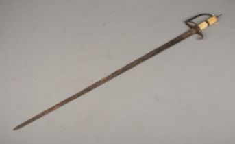 A British Infantry Officers Spadroon sword. CANNOT POST OVERSEAS Missing Pommel, overall fair