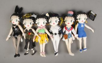 Six Kellytoy Betty Boop soft toys to include Patriotic Betty, Black Dress Betty, Baseball Betty,