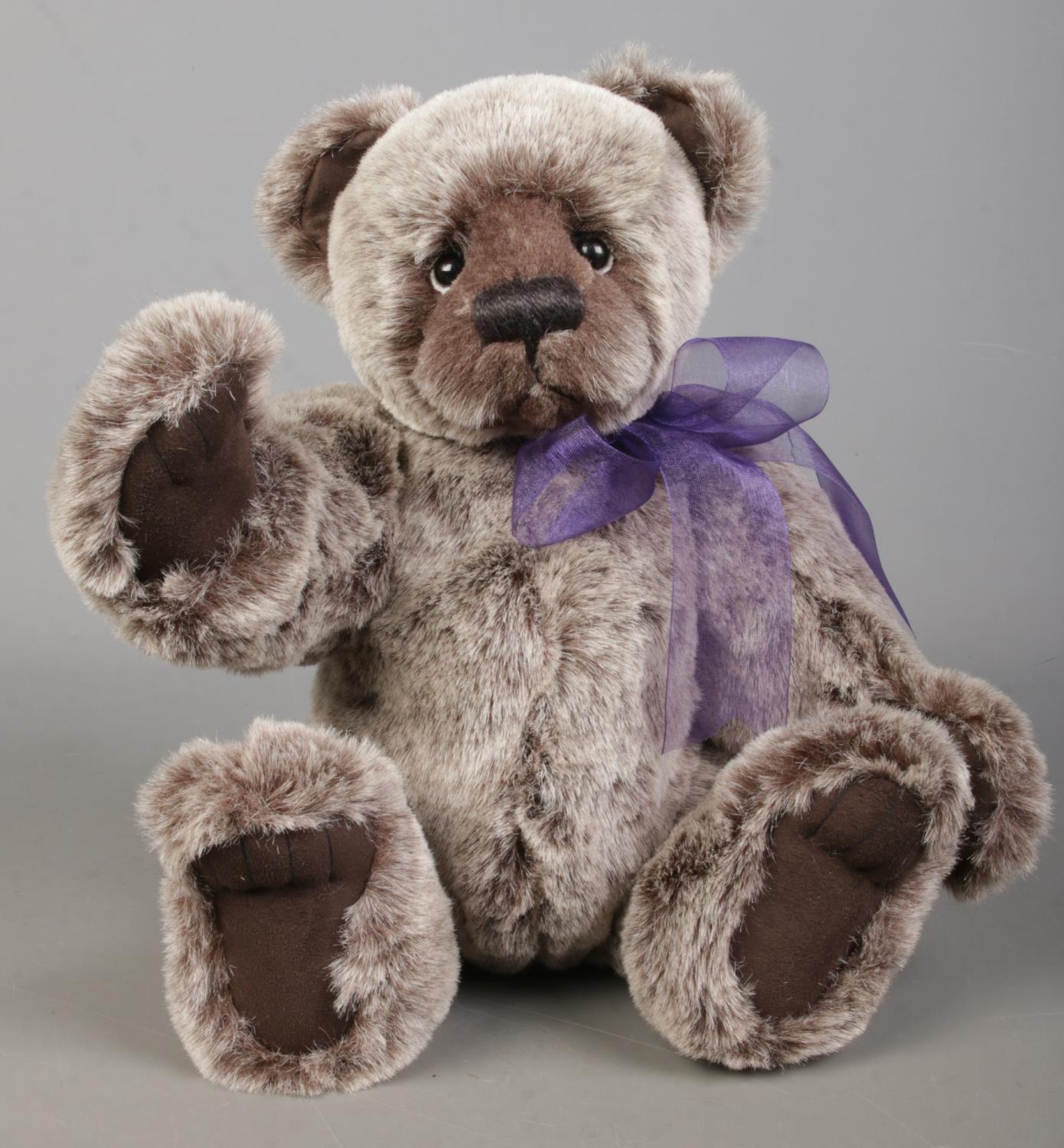 A Charlie Bears jointed teddy bear, Sid. Exclusively designed by Christine Pike. With bow and