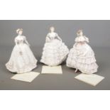 Three Royal Worcester limited edition porcelain figures with certificates. Includes Belle Of The