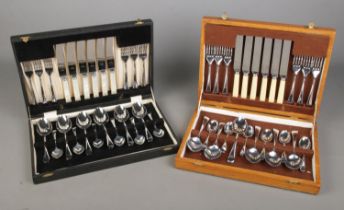 Two vintage canteens of cutlery with examples of Schofields of Sheffield and Sheffield Superior