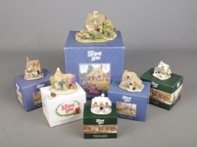 Six boxed Lilliput Lane models. Includes Cruck End, The Hop Pickers, Snowflake, Applejack Cottage,