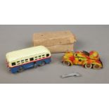 Two Japanese tinplate toys to include Tank and boxed bus marked 'Made in Occupied Japan' to