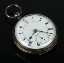 A Victorian silver open face pocket watch, with movement for Adam Burdess, Coventry; 10342.